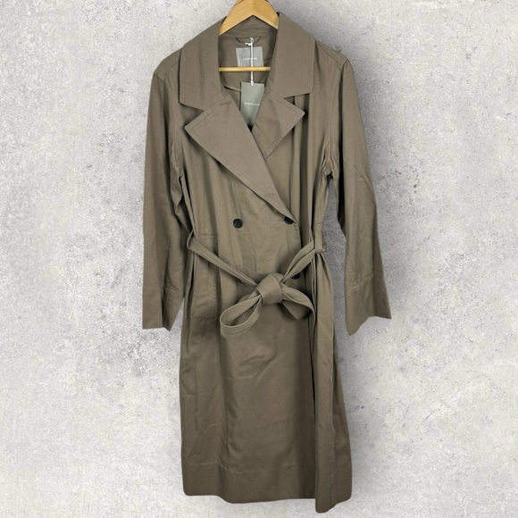 NWT Everlane The Drape Trench Coat Tan Beige Minimalist Size Large Jacket NEW L - Picture 2 of 14